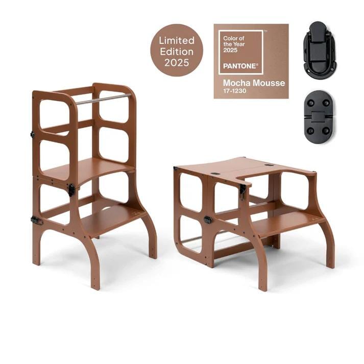 Wooden learning tower - Step'n sit - Mocha Mouse with black - Ette Tete
