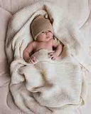 beanie fonzie - neugeboren - sand - hvid