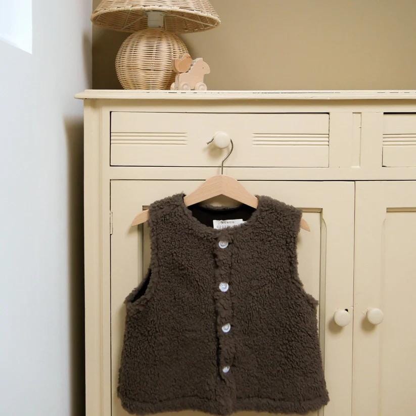 Sherpa vest zonder mouwen - Chocolat