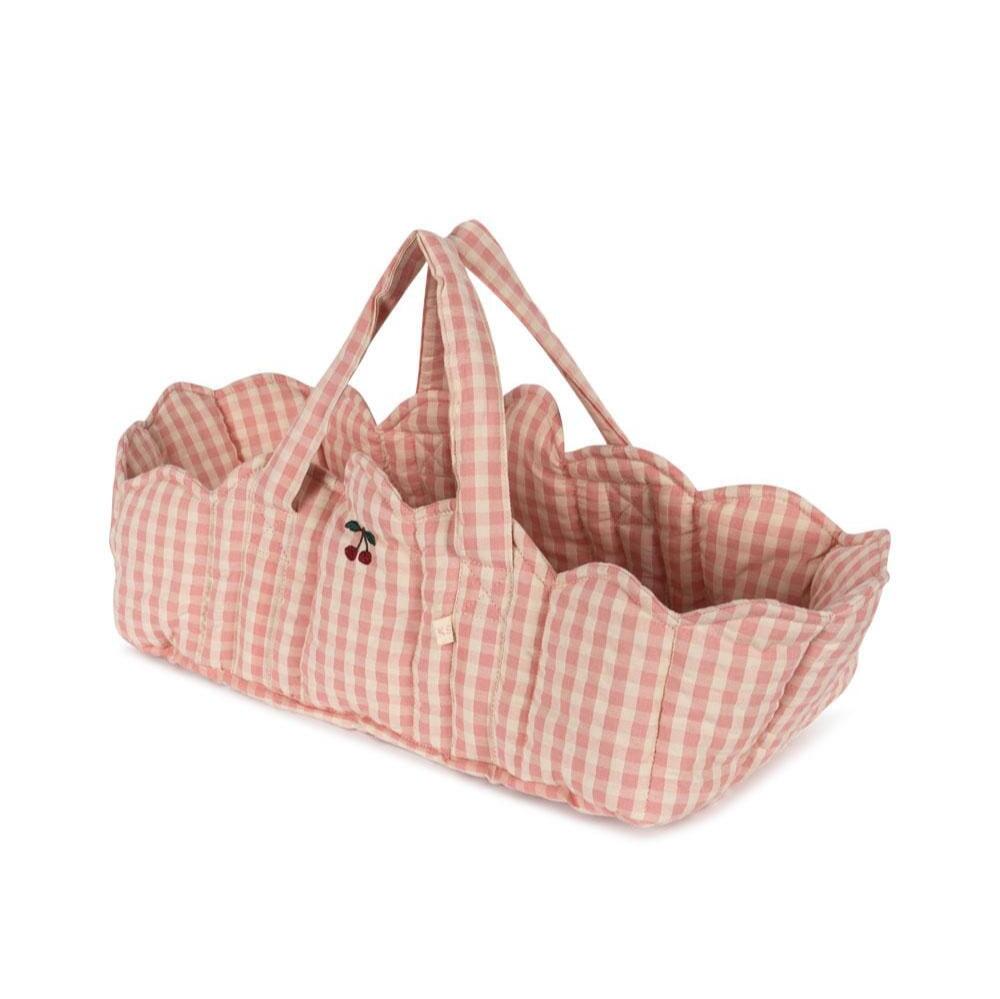Poppendraagmand - Powder Pink Check