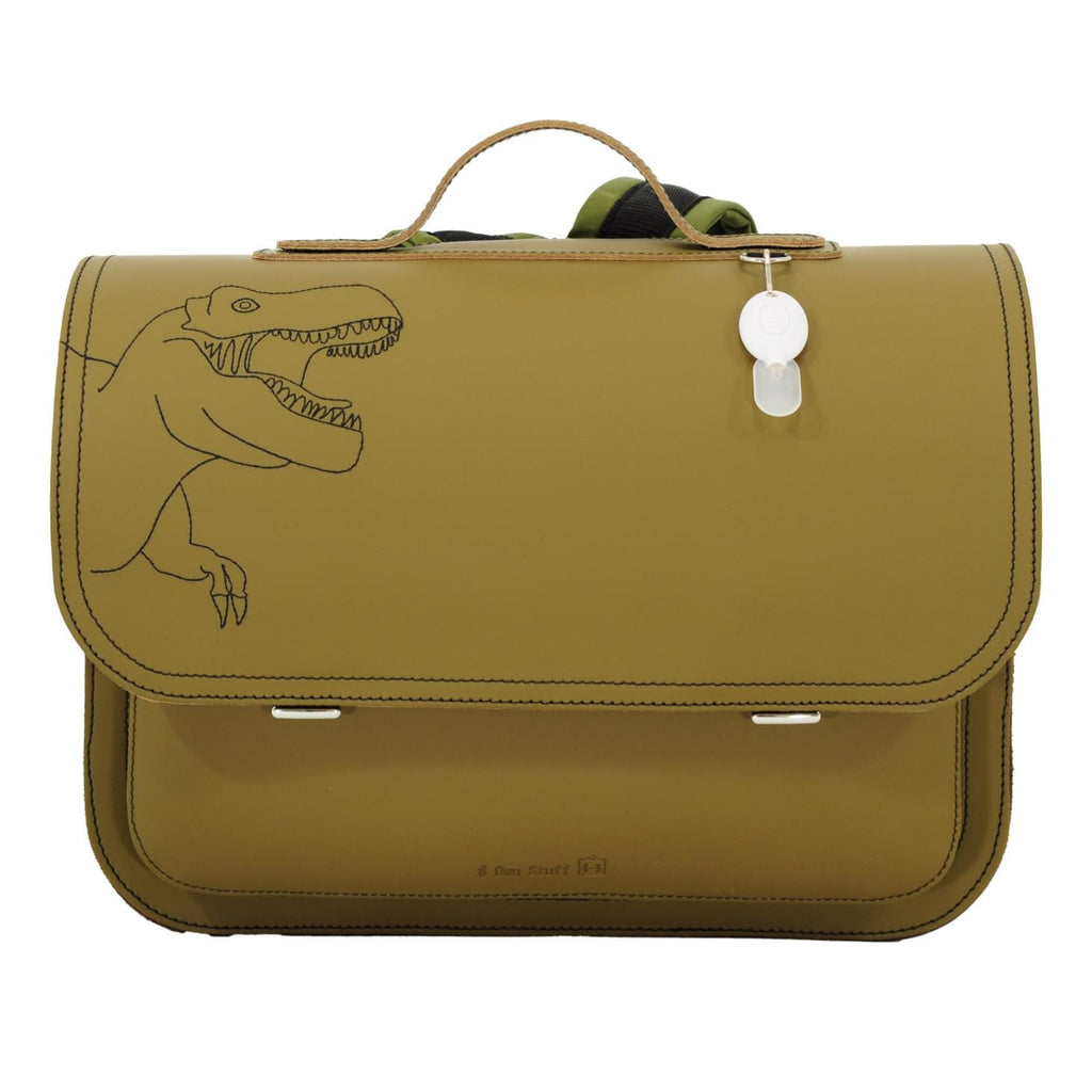 Lederen schooltas met magneetsluiting - Dino Moss