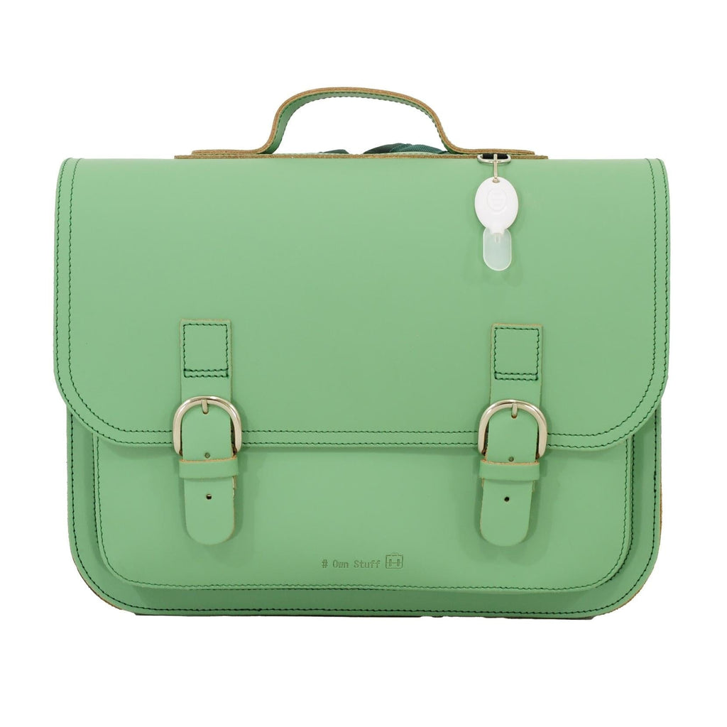 Lederen schooltas met gespen - Pastel Green