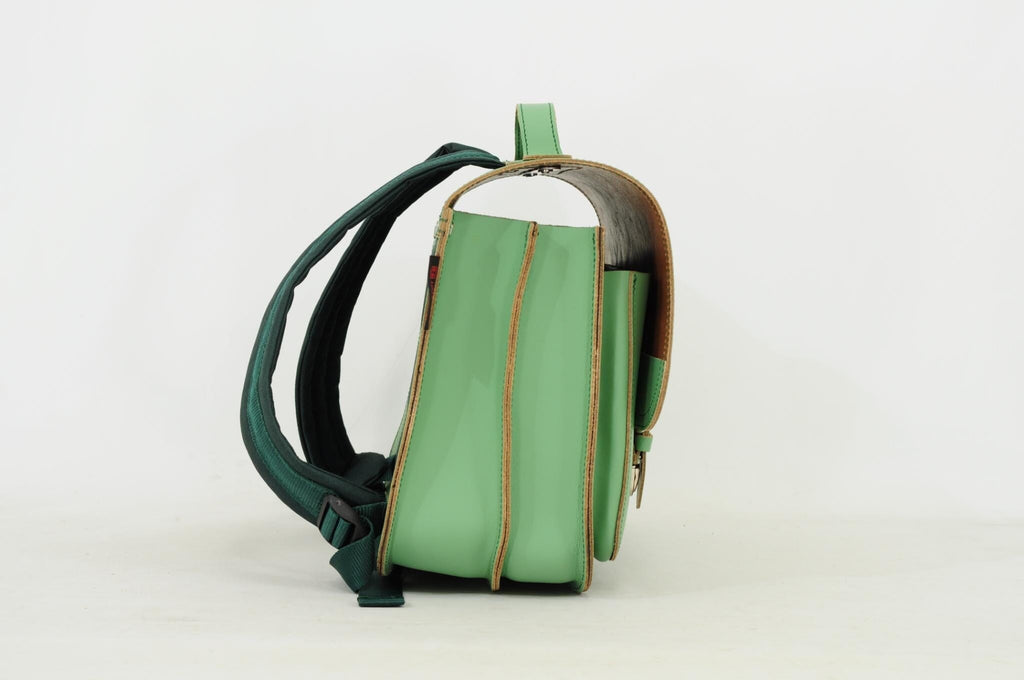 Lederen schooltas met gespen - Pastel Green