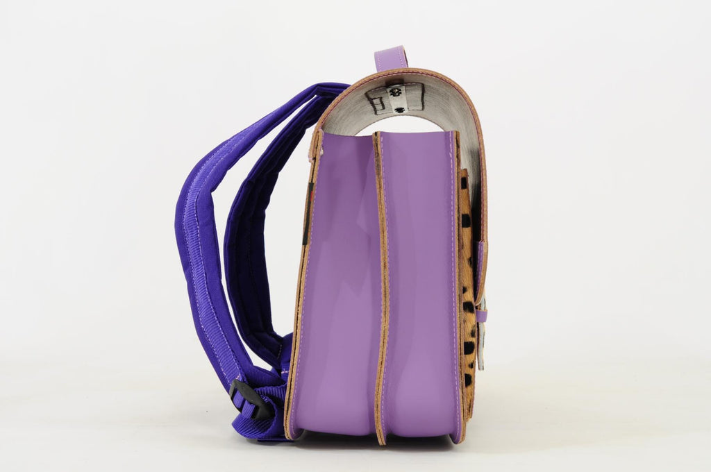 Lederen schooltas met gespen - Leo Purple