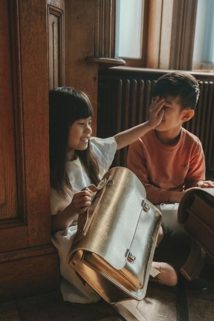 Lederen kleutertas - Gold