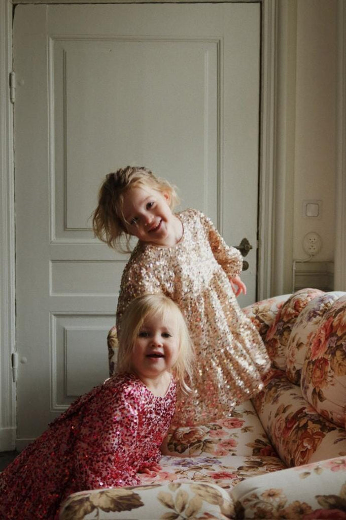 Lila jurk - Gold glitter