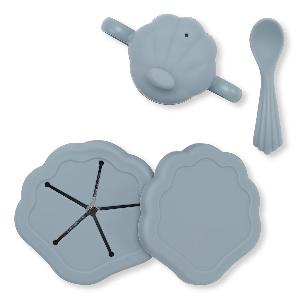 Geschirrset aus Silikon Clam - Light blue - Konges Slojd