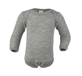 Romper with long sleeves in wool & silk mix - Light Gray Melange - Engel Natur