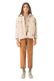 Faux fur jacket - Ecru jacket with print"vida bonita"- piupiuchick