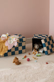 Pouf 30cm with storage - Check Teal - Kid's Concept 