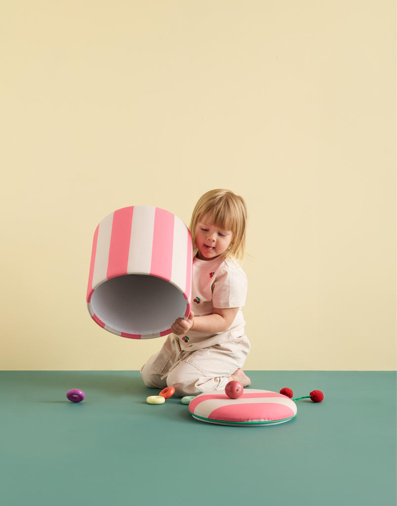 Cylinder pouffe with storage space - Pink - Kid's Concept 