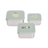 Snackdoosjes stainless steel - set van 3 - Happy Fruits - Lemon