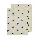 2-pack Hydrofiele doeken pre-washed - Sweet Heart Soft Sand/Black - Meyco