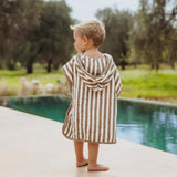 Badponcho badstof jacquard - Fat Stripe Taupe - Meyco