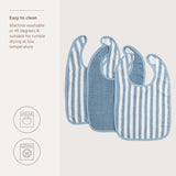 3-Pack Slab klittenband jacquard - Fat Stripe Jeans Blue - Meyco