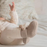 Knitted baby booties - Gris Perle
