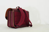Lederen schooltas met magneetsluiting - Aubergine