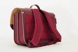 Lederen schooltas met magneetsluiting - Leo Aubergine