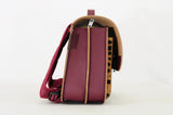 Lederen schooltas met magneetsluiting - Leo Aubergine