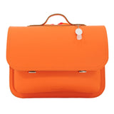 Lederen schooltas met magneetsluiting - Orange