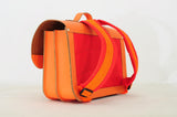 Lederen schooltas met magneetsluiting - Orange