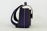 Lederen schooltas met magneetsluiting - Marine