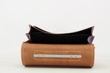Lederen schooltas met gespen - Leo Purple