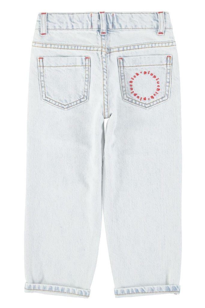 Washed light blue denim