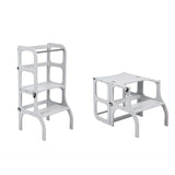 Wooden learning tower Step'n sit - Gray with silver - Ette Tete