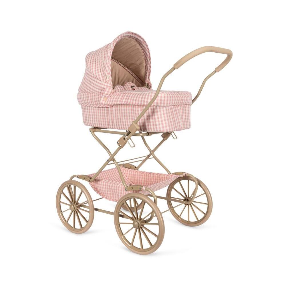 Powder Pink Check doll pram Konges Slojd