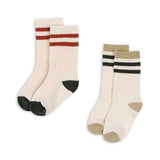 2-pack ribsokken - Green stripe - Konges Slojd