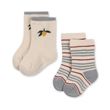 2-pack ribsokken - Blue stripe/Lemon - Konges Slojd