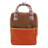 Backpack small - Colourblocking orange juice + plum purple + school bus brown - Sticky Lemon